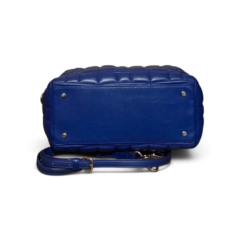 Kate Spade Quilted Leather Satchel Cobalt Blue Gold Chain Crossbody Bag